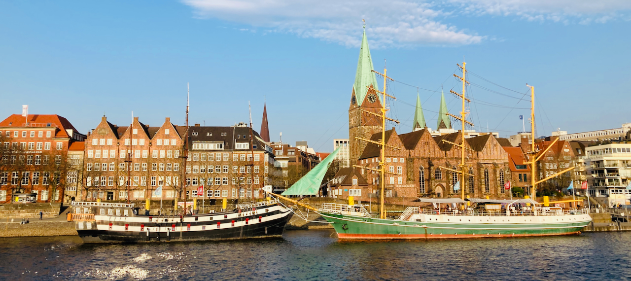 Water Front Bremen with old ships and ole buildings