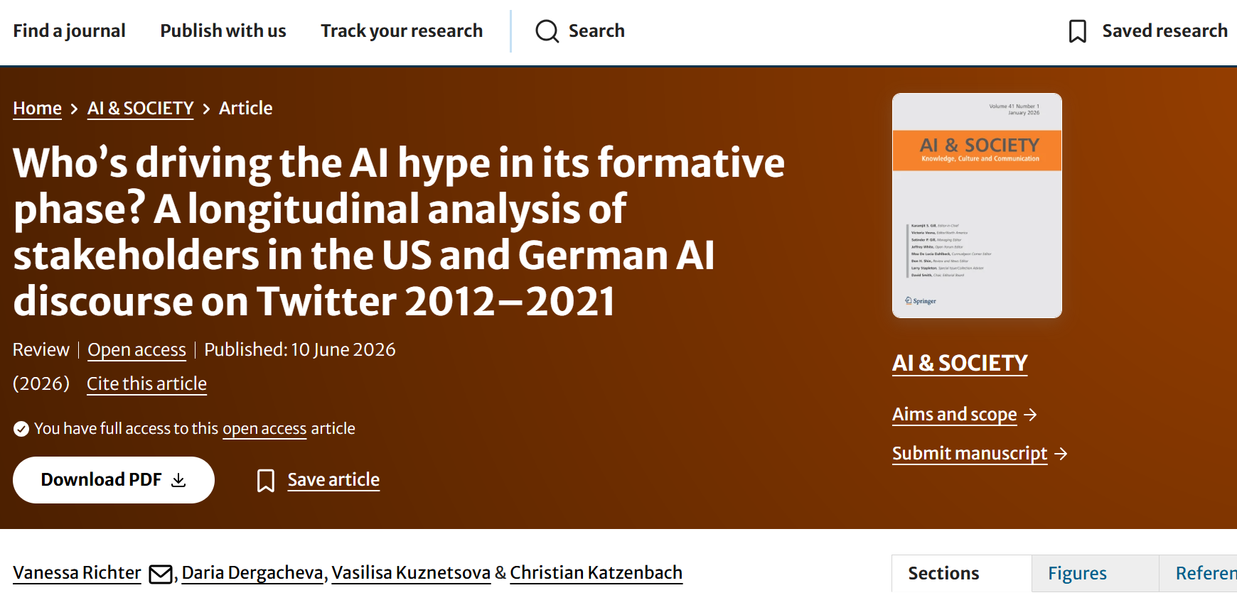 New publication about stakeholders in the US and German AI discourse on Twitter 2012-2021