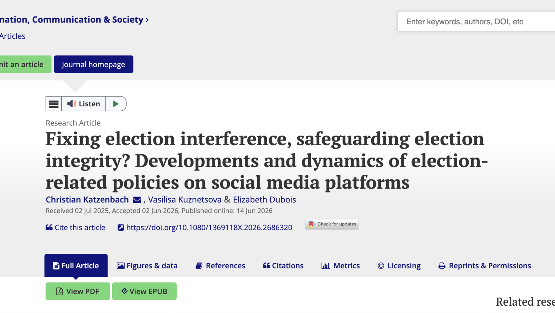 New publication on election-related policies of social media platforms