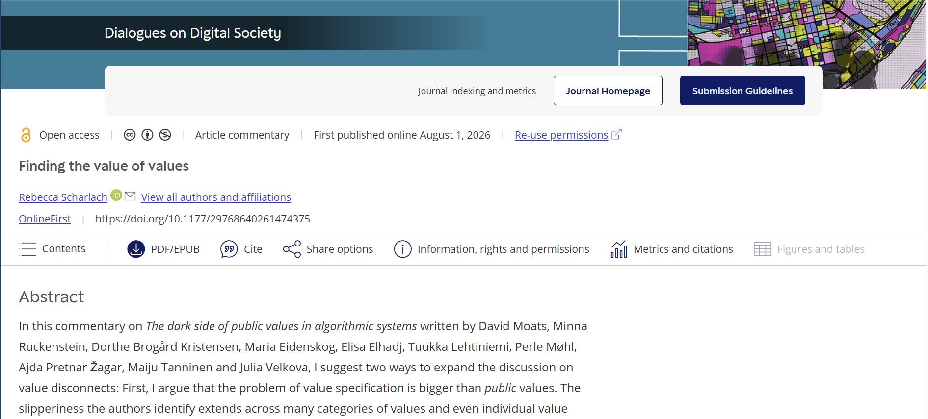 Rebecca Scharlach Publishes Commentary on “The dark side of public values in algorithmic systems”