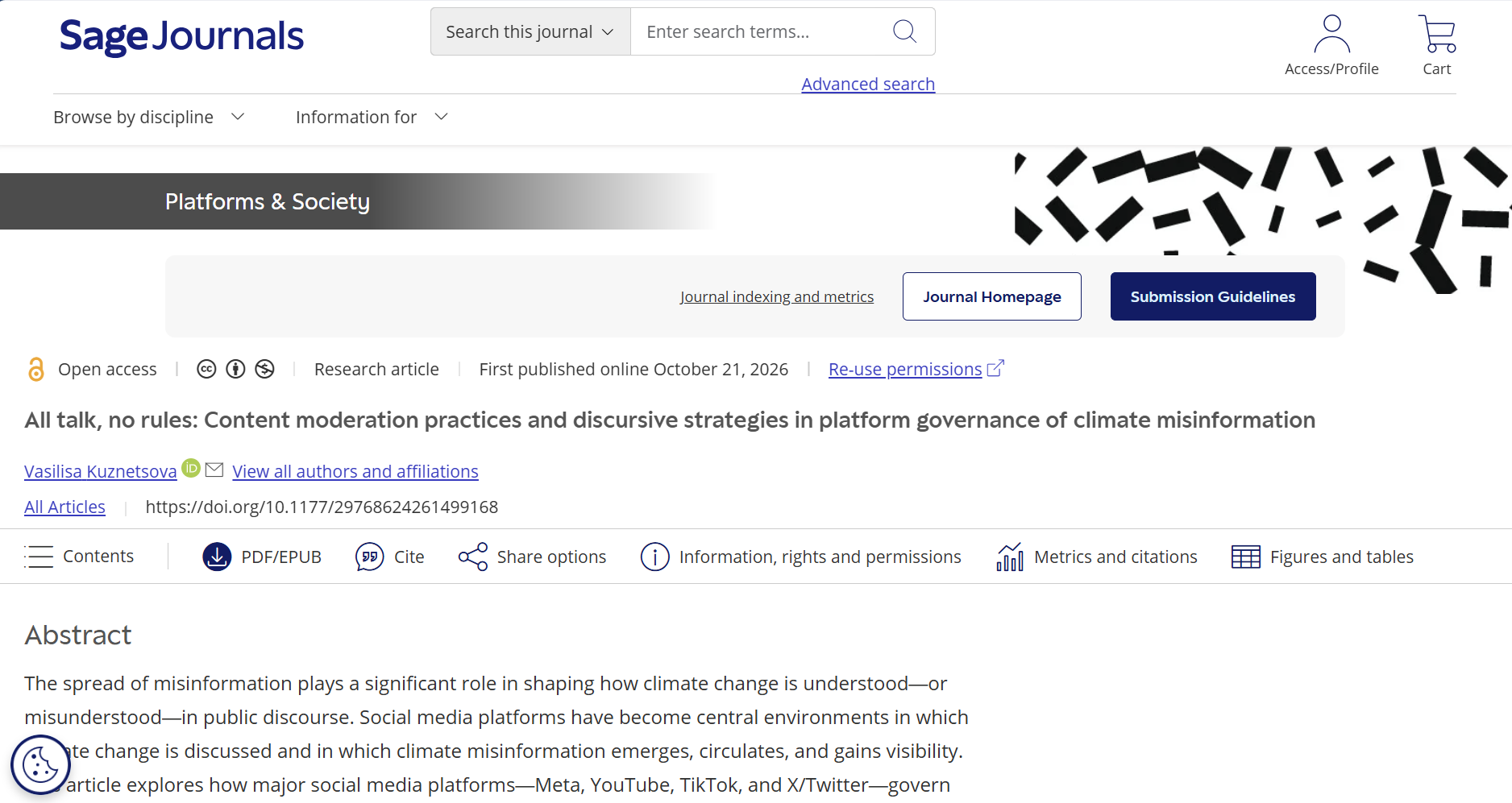 New Publication: All talk, no rules: Content moderation practices and discursive strategies in platform governance of climate misinformation